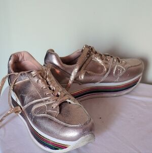 Metallic Sneakers with Rainbow Sole